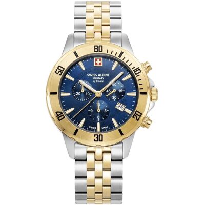Swiss Alpine Military, Armbanduhr, 7024.9145 Herrenuhr Cruiser Chronograph 44mm 10ATM, Gold, Silber, Blau, (Analoguhr, 44 mm) Swiss Alpine Military, Armbanduhr, 7024.9145 Herrenuhr Cruiser Chronograph 44mm 10ATM, Gold, Silber, Blau, (Analoguhr, 44 mm)