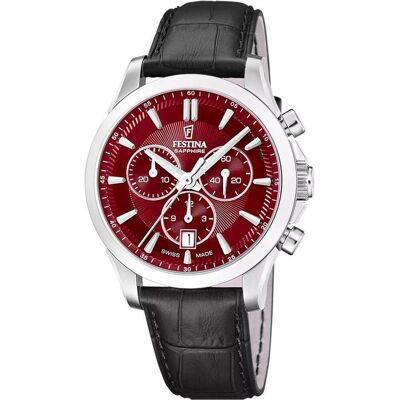 Festina, Armbanduhr, F20094/6 Chrono, Rot, Schwarz, Silber, (Chronograph, Swiss Made, 39.30 mm) Festina, Armbanduhr, F20094/6 Chrono, Rot, Schwarz, Silber, (Chronograph, Swiss Made, 39.30 mm)
