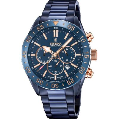 Festina, Armbanduhr, Ceramic, Blau, (Analoguhr, Chronograph, 44 mm) Festina, Armbanduhr, Ceramic, Blau, (Analoguhr, Chronograph, 44 mm)