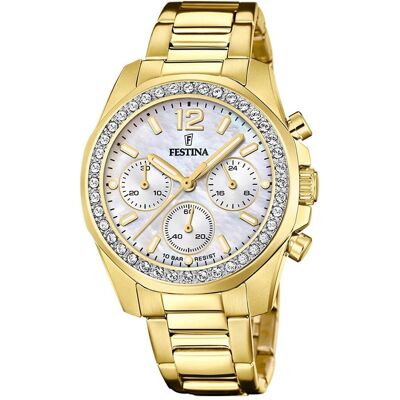 Festina, Armbanduhr, Boyfriend, Gold, (Chronograph, 38 mm) Festina, Armbanduhr, Boyfriend, Gold, (Chronograph, 38 mm)