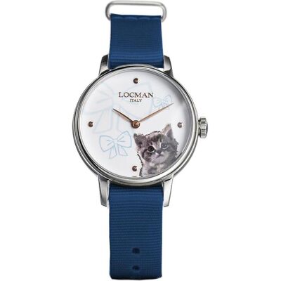 Locman, Armbanduhr, Italy Damenuhr 1960 Fantasy Cat Ref. F253A08S-00WHGA2NB, Blau, (Analoguhr, 32 mm) Locman, Armbanduhr, Italy Damenuhr 1960 Fantasy Cat Ref. F253A08S-00WHGA2NB, Blau, (Analoguhr, 32 mm)