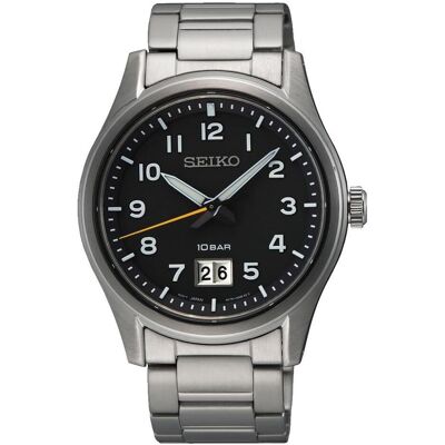 Seiko Armbanduhr, Analoog kwartshorloge für Herren mit roestvrij stalen armband, zilver/zwart, Classic, Schwarz, Silber, (Analoguhr, 39.50 mm) Seiko Armbanduhr, Analoog kwartshorloge für Herren mit roestvrij stalen armband, zilver/zwart, Classic, Schwarz, Silber, (Analoguhr, 39.50 mm)
