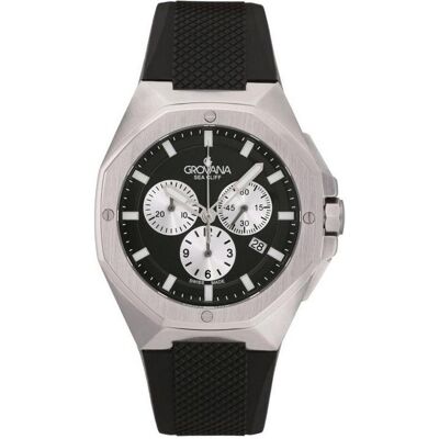 Grovana, Armbanduhr, Sea Cliff Chrono-Kollektion – Montre-Quarz, hergestellt in der Schweiz, Schwarz, (Swiss Made) Grovana, Armbanduhr, Sea Cliff Chrono-Kollektion – Montre-Quarz, hergestellt in der Schweiz, Schwarz, (Swiss Made)