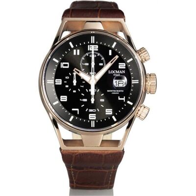 Locman, Armbanduhr, Herrenuhr "Montecristo Chrono 41 mm Ref. 0542", Braun, (Chronograph, 41 mm) Locman, Armbanduhr, Herrenuhr "Montecristo Chrono 41 mm Ref. 0542", Braun, (Chronograph, 41 mm)