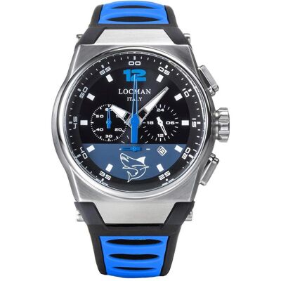 Locman, Armbanduhr, Italy Herrenuhr Mare blau/schwarz Chrono Ref. 0555, Blau, (Chronograph, 44 mm) Locman, Armbanduhr, Italy Herrenuhr Mare blau/schwarz Chrono Ref. 0555, Blau, (Chronograph, 44 mm)