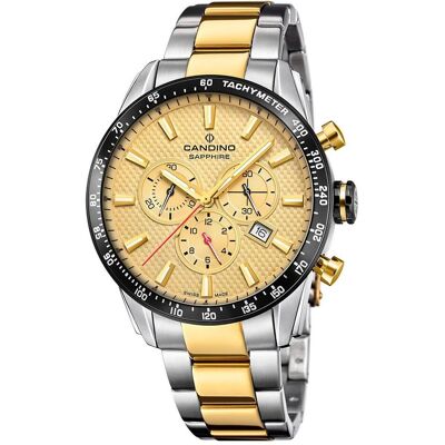 Candino, Armbanduhr, Gents Chrono Timeless, Gold, Silber, (44 mm) Candino, Armbanduhr, Gents Chrono Timeless, Gold, Silber, (44 mm)
