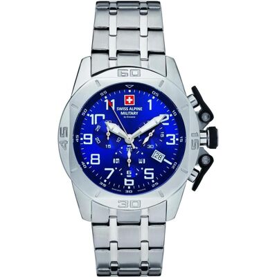 Swiss Alpine Military, Armbanduhr, Chrono, Blau, (Analoguhr, Chronograph, 45 mm) Swiss Alpine Military, Armbanduhr, Chrono, Blau, (Analoguhr, Chronograph, 45 mm)