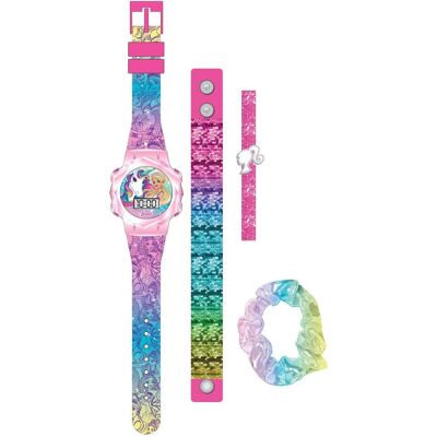 Accutime, Armbanduhr, Armbanduhr Set Barbie mit Accessoires, Kinder LCD-Uhr mit digitaler Anzeige, blinkende LEDs, Blau, Rosa, (Digitaluhr) Accutime, Armbanduhr, Armbanduhr Set Barbie mit Accessoires, Kinder LCD-Uhr mit digitaler Anzeige, blinkende LEDs, Blau, Rosa, (Digitaluhr)