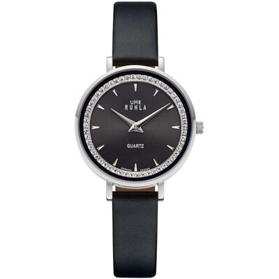 UMR Ruhla, Armbanduhr, Style Quarz Damen Uhr mit Swarovskisteinchen 20692-1 - Made in Germany, Schwarz, Silber, (32 mm) UMR Ruhla, Armbanduhr, Style Quarz Damen Uhr mit Swarovskisteinchen 20692-1 - Made in Germany, Schwarz, Silber, (32 mm)
