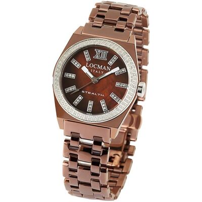 Locman, Armbanduhr, Italy Damenuhr Stealth mit Diamanten 1,76 ct. braun Ref.0204PN, Mehrfarbig, (Analoguhr, 33 mm) Locman, Armbanduhr, Italy Damenuhr Stealth mit Diamanten 1,76 ct. braun Ref.0204PN, Mehrfarbig, (Analoguhr, 33 mm)