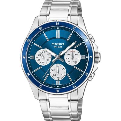 Casio Armbanduhr, Herrenuhr MTP1374D2A3VD (Ø 47 mm), Weiss, Silber, Blau, Mehrfarbig, (47 mm) Casio Armbanduhr, Herrenuhr MTP1374D2A3VD (Ø 47 mm), Weiss, Silber, Blau, Mehrfarbig, (47 mm)