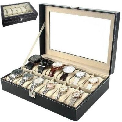PRO-mounts, Uhrenbox + Schmuckaufbewahrung, Uhr 12 Abschnittsuhren, Schwarz PRO-mounts, Uhrenbox + Schmuckaufbewahrung, Uhr 12 Abschnittsuhren, Schwarz