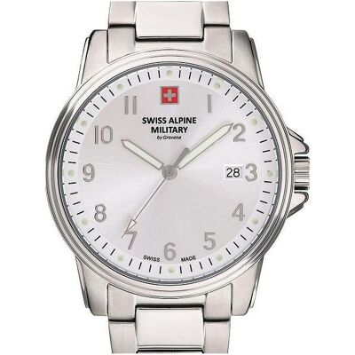 Swiss Alpine Military, Armbanduhr, 7011.1132 Herren 40mm 10ATM, Silber, (Analoguhr, 40 mm) Swiss Alpine Military, Armbanduhr, 7011.1132 Herren 40mm 10ATM, Silber, (Analoguhr, 40 mm)
