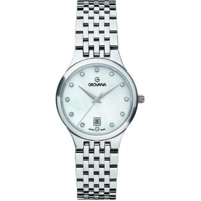 Grovana, Armbanduhr, Kensington Lady-Kollektion – Montre-Quarz, hergestellt in der Schweiz, Weiss, Silber, (Swiss Made) Grovana, Armbanduhr, Kensington Lady-Kollektion – Montre-Quarz, hergestellt in der Schweiz, Weiss, Silber, (Swiss Made)