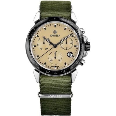 Jowissa, Armbanduhr, J7.134.L, Grün, Beige, Silber, (Analoguhr, Chronograph, Swiss Made, 42 mm) Jowissa, Armbanduhr, J7.134.L, Grün, Beige, Silber, (Analoguhr, Chronograph, Swiss Made, 42 mm)