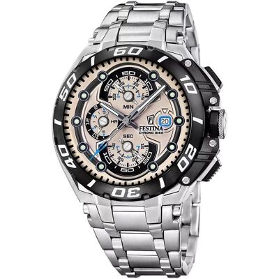 Festina, Armbanduhr, F20754/2 Chrono Bike, Beige, Silber, (Chronograph, 44.80 mm) Festina, Armbanduhr, F20754/2 Chrono Bike, Beige, Silber, (Chronograph, 44.80 mm)
