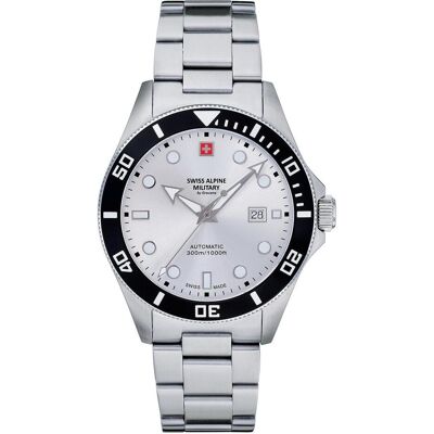 Swiss Alpine Military, Armbanduhr, 7095.2132 Diver Automatik 44mm 30ATM, Silber, (Lünette drehbar, 44 mm) Swiss Alpine Military, Armbanduhr, 7095.2132 Diver Automatik 44mm 30ATM, Silber, (Lünette drehbar, 44 mm)
