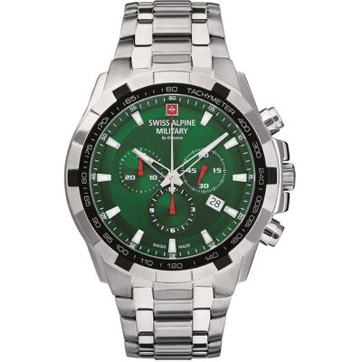 Swiss Alpine Military, Armbanduhr, 7043.9134 Chrono 46mm 10ATM, Silber, (Chronograph, 46 mm) Swiss Alpine Military, Armbanduhr, 7043.9134 Chrono 46mm 10ATM, Silber, (Chronograph, 46 mm)