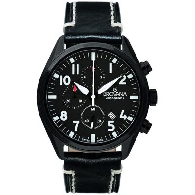 Grovana, Armbanduhr, Airborne I Chrono-Kollektion – Schweizer Chronouhr, Schwarz, (Swiss Made) Grovana, Armbanduhr, Airborne I Chrono-Kollektion – Schweizer Chronouhr, Schwarz, (Swiss Made)