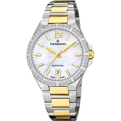 Candino, Armbanduhr, Lady Casual, Gold, Weiss, Silber, (Analoguhr, 34 mm) Candino, Armbanduhr, Lady Casual, Gold, Weiss, Silber, (Analoguhr, 34 mm)