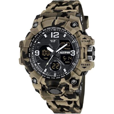 Calypso, Armbanduhr, X-Trem, Schwarz, Braun, Beige, (Chronograph, 56 mm) Calypso, Armbanduhr, X-Trem, Schwarz, Braun, Beige, (Chronograph, 56 mm)