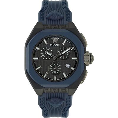 Versace, Armbanduhr, Elegantes Chronographen-Armbanduhr mit Kalender und Leuchtzeigern, Schwarz, (Chronograph, 44 mm) Versace, Armbanduhr, Elegantes Chronographen-Armbanduhr mit Kalender und Leuchtzeigern, Schwarz, (Chronograph, 44 mm)