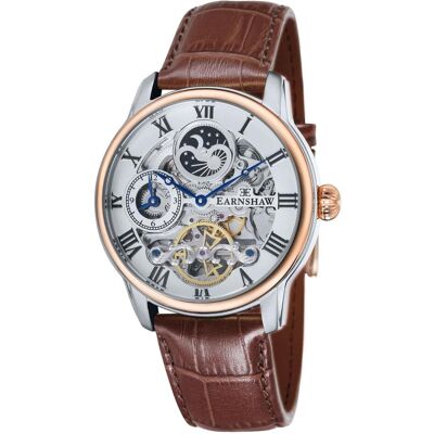 Thomas Earnshaw, Armbanduhr, Montre Homme automatique cuir marron Longitude ES-8006-08, Braun Thomas Earnshaw, Armbanduhr, Montre Homme automatique cuir marron Longitude ES-8006-08, Braun