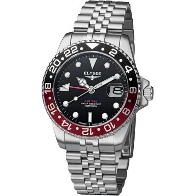 Elysee, Armbanduhr, Herrenuhr GMT PRO mit zweiter Zeitzone, verschraubter Krone, Leuchtzeigern und Datumsanzeige, Silber, (Analoguhr, 40 mm) Elysee, Armbanduhr, Herrenuhr GMT PRO mit zweiter Zeitzone, verschraubter Krone, Leuchtzeigern und Datumsanzeige, Silber, (Analoguhr, 40 mm)