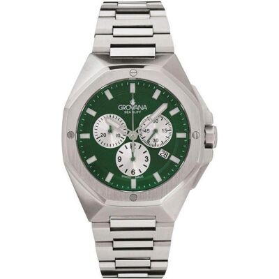 Grovana, Armbanduhr, Sea Cliff Chrono-Kollektion – Montre-Quarz, hergestellt in der Schweiz, Grün, (Swiss Made) Grovana, Armbanduhr, Sea Cliff Chrono-Kollektion – Montre-Quarz, hergestellt in der Schweiz, Grün, (Swiss Made)