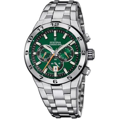 Festina, Armbanduhr, F20670/2 Chrono Bike, Silber, Grün, (Analoguhr, Chronograph, 44.50 mm) Festina, Armbanduhr, F20670/2 Chrono Bike, Silber, Grün, (Analoguhr, Chronograph, 44.50 mm)