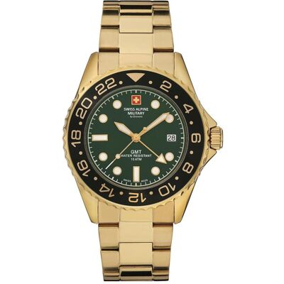 Swiss Alpine Military, Armbanduhr, 7052.1114 Herrenuhr GMT 42mm 10ATM, Gold, (Analoguhr, 42 mm) Swiss Alpine Military, Armbanduhr, 7052.1114 Herrenuhr GMT 42mm 10ATM, Gold, (Analoguhr, 42 mm)