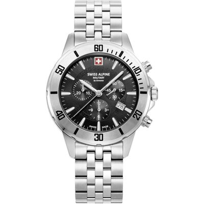 Swiss Alpine Military, Armbanduhr, 7024.9137 Herrenuhr Cruiser Chronograph 44mm 10ATM, Schwarz, Silber, (Analoguhr, Chronograph, 44 mm) Swiss Alpine Military, Armbanduhr, 7024.9137 Herrenuhr Cruiser Chronograph 44mm 10ATM, Schwarz, Silber, (Analoguhr, Chronograph, 44 mm)