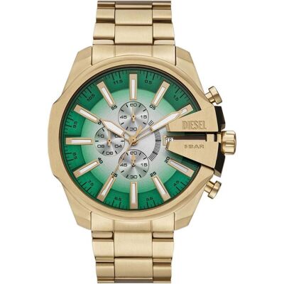 Diesel Armbanduhr, Chronograph Mega Chief, Gold, Grün, Silber, (48 mm) Diesel Armbanduhr, Chronograph Mega Chief, Gold, Grün, Silber, (48 mm)