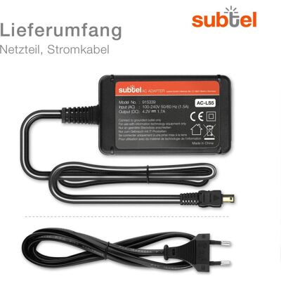 Subtel Netzteil für Sony Cyber-shot DSC-W5, DSC-H5, DSC-H1, DSC-S730, DSC-S80, Kamera Stromversorgung, Schwarz Subtel Netzteil für Sony Cyber-shot DSC-W5, DSC-H5, DSC-H1, DSC-S730, DSC-S80, Kamera Stromversorgung, Schwarz