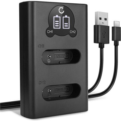 Cellonic Ladegerät Steckdose Dual für Nikon Coolpix P900, P610, B700, P600, S810c (Kamera Akku Ladegerät), Kamera Stromversorgung, Schwarz Cellonic Ladegerät Steckdose Dual für Nikon Coolpix P900, P610, B700, P600, S810c (Kamera Akku Ladegerät), Kamera Stromversorgung, Schwarz
