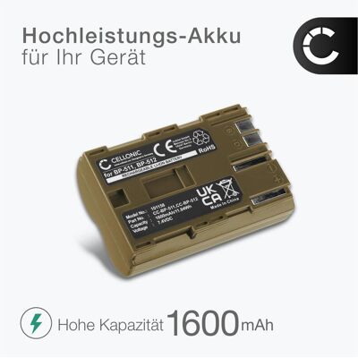 Cellonic Akku für Canon EOS 50D, 40D, 5D, 300D, PowerShot G5, 20D, MV700, G2, 30D (Kamera Akku), Kamera Stromversorgung, Grau Cellonic Akku für Canon EOS 50D, 40D, 5D, 300D, PowerShot G5, 20D, MV700, G2, 30D (Kamera Akku), Kamera Stromversorgung, Grau