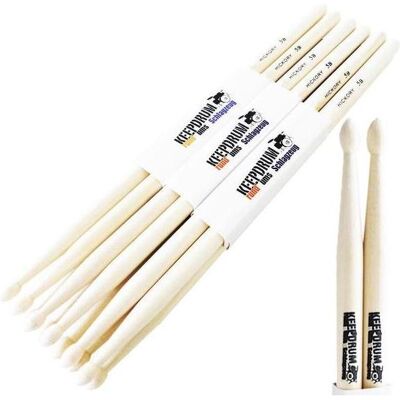 keepdrum 5B Hickory Drumsticks 6 Paar (Schlagzeug), Drumsticks + Schlägel, Braun keepdrum 5B Hickory Drumsticks 6 Paar (Schlagzeug), Drumsticks + Schlägel, Braun