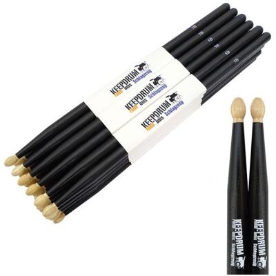 keepdrum 5BB Black Hickory Drumsticks 12 Paar (Schlagzeug), Drumsticks + Schlägel, Schwarz keepdrum 5BB Black Hickory Drumsticks 12 Paar (Schlagzeug), Drumsticks + Schlägel, Schwarz