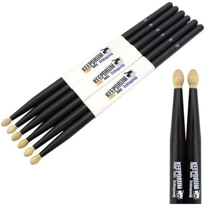 keepdrum 5BB Black Hickory Drumsticks 3 Paar (Schlagzeug), Drumsticks + Schlägel, Braun, Schwarz keepdrum 5BB Black Hickory Drumsticks 3 Paar (Schlagzeug), Drumsticks + Schlägel, Braun, Schwarz