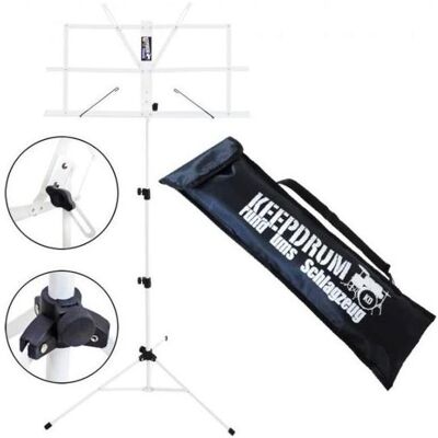 keepdrum MUS2WH Notenständer Weiss mit Tasche, Notenständer, Weiss keepdrum MUS2WH Notenständer Weiss mit Tasche, Notenständer, Weiss