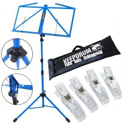 keepdrum MUS3BL Notenpult Blau mit 4 Notenklammern, Notenständer, Blau keepdrum MUS3BL Notenpult Blau mit 4 Notenklammern, Notenständer, Blau