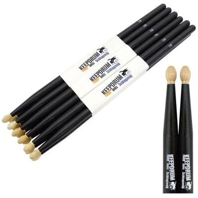 keepdrum 5BB Black Hickory Drumsticks 6 Paar (Schlagzeug), Drumsticks + Schlägel, Schwarz keepdrum 5BB Black Hickory Drumsticks 6 Paar (Schlagzeug), Drumsticks + Schlägel, Schwarz