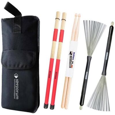 keepdrum Stickbag mit Rods mit Switchbrush und Sticks (Schlagzeug), Drumsticks + Schlägel, Schwarz keepdrum Stickbag mit Rods mit Switchbrush und Sticks (Schlagzeug), Drumsticks + Schlägel, Schwarz