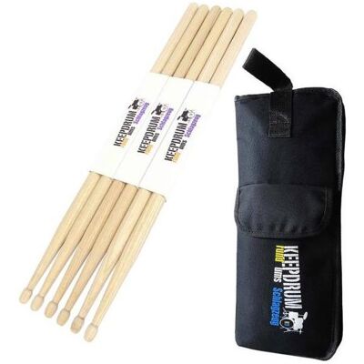 keepdrum 5A Hickory Drumsticks mit Stickbag (Schlagzeug), Drumsticks + Schlägel, Braun keepdrum 5A Hickory Drumsticks mit Stickbag (Schlagzeug), Drumsticks + Schlägel, Braun