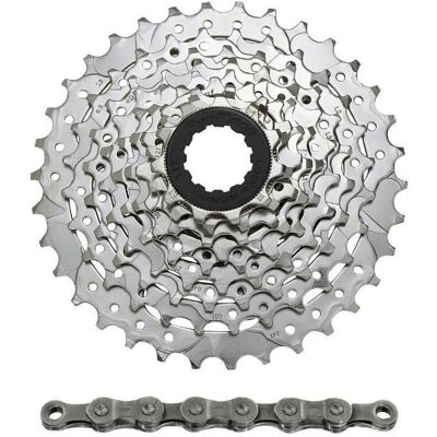 SunRace M96 9-Gang Silber Kassette und Kette - Mountainbike SunRace M96 9-Gang Silber Kassette und Kette - Mountainbike