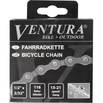 Ventura FD1002A Graue Fahrradkette - 116 Glieder, 15-21 Gänge Ventura FD1002A Graue Fahrradkette - 116 Glieder, 15-21 Gänge