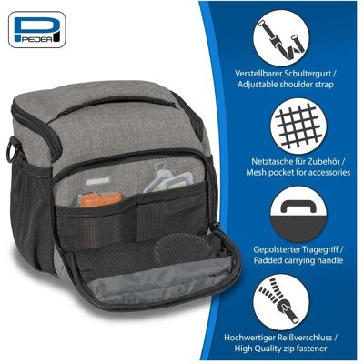 Pedea Kameratasche Gr. L FASHION Foto Tasche mit Regenschutz und Zubehörfächer, hellgrau, Kameratasche, Grau Pedea Kameratasche Gr. L FASHION Foto Tasche mit Regenschutz und Zubehörfächer, hellgrau, Kameratasche, Grau
