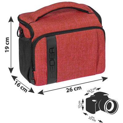 Pedea Kameratasche Gr. L FASHION Foto Tasche mit Regenschutz und Zubehörfächer, rot, Kameratasche, Rot, Schwarz Pedea Kameratasche Gr. L FASHION Foto Tasche mit Regenschutz und Zubehörfächer, rot, Kameratasche, Rot, Schwarz