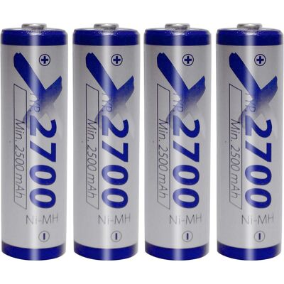 XCell 4er-Set Akkus Typ AA (Mignon), Ni-MH, 1,2V / 2700mAh (4 Stk., AA, 2700 mAh), Batterien + Akkus XCell 4er-Set Akkus Typ AA (Mignon), Ni-MH, 1,2V / 2700mAh (4 Stk., AA, 2700 mAh), Batterien + Akkus