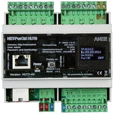 Anel NET-PWRCTRL HUT 3 HV - 8 Ethernet/Internet gesteuerte Relais, 16A, Relais Anel NET-PWRCTRL HUT 3 HV - 8 Ethernet/Internet gesteuerte Relais, 16A, Relais